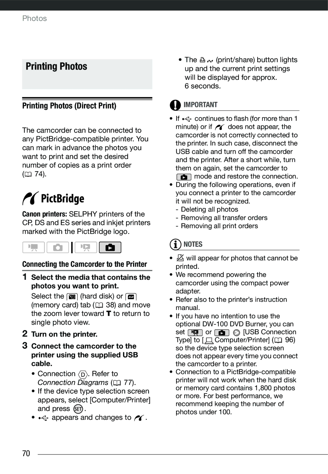 Cannon HG20 Printing Photos Direct Print, Select the media that contains the photos you want to print 