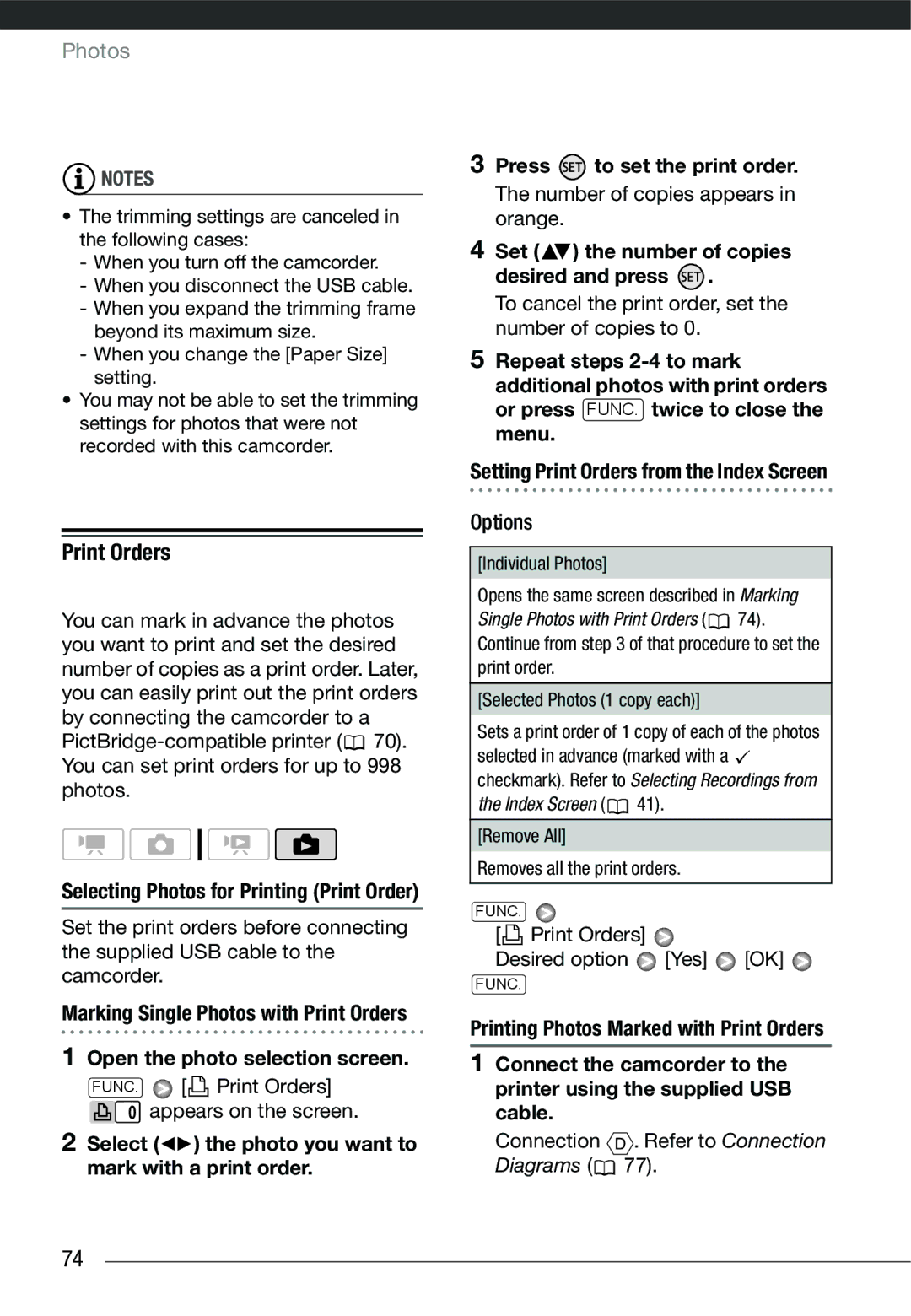 Cannon HG20 To cancel the print order, set the number of copies to, Print Orders Desired option Yes OK 