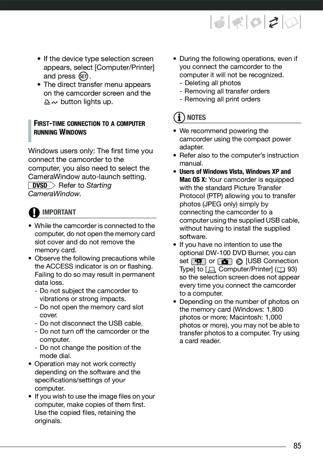 Cannon HG20 instruction manual CameraWindow 