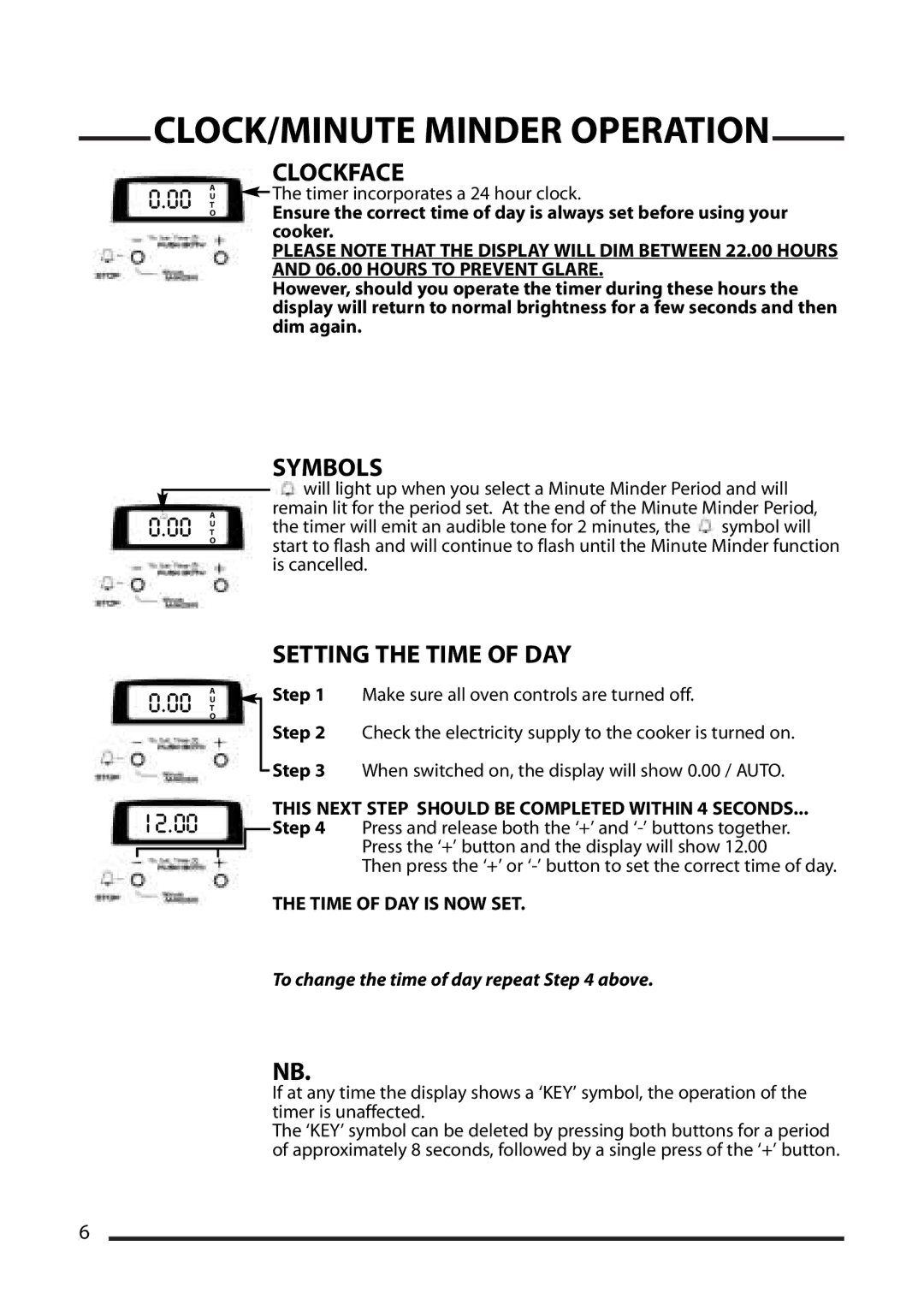 Cannon ICON 1000, 10425G installation instructions CLOCK/MINUTE Minder Operation, Clockface 