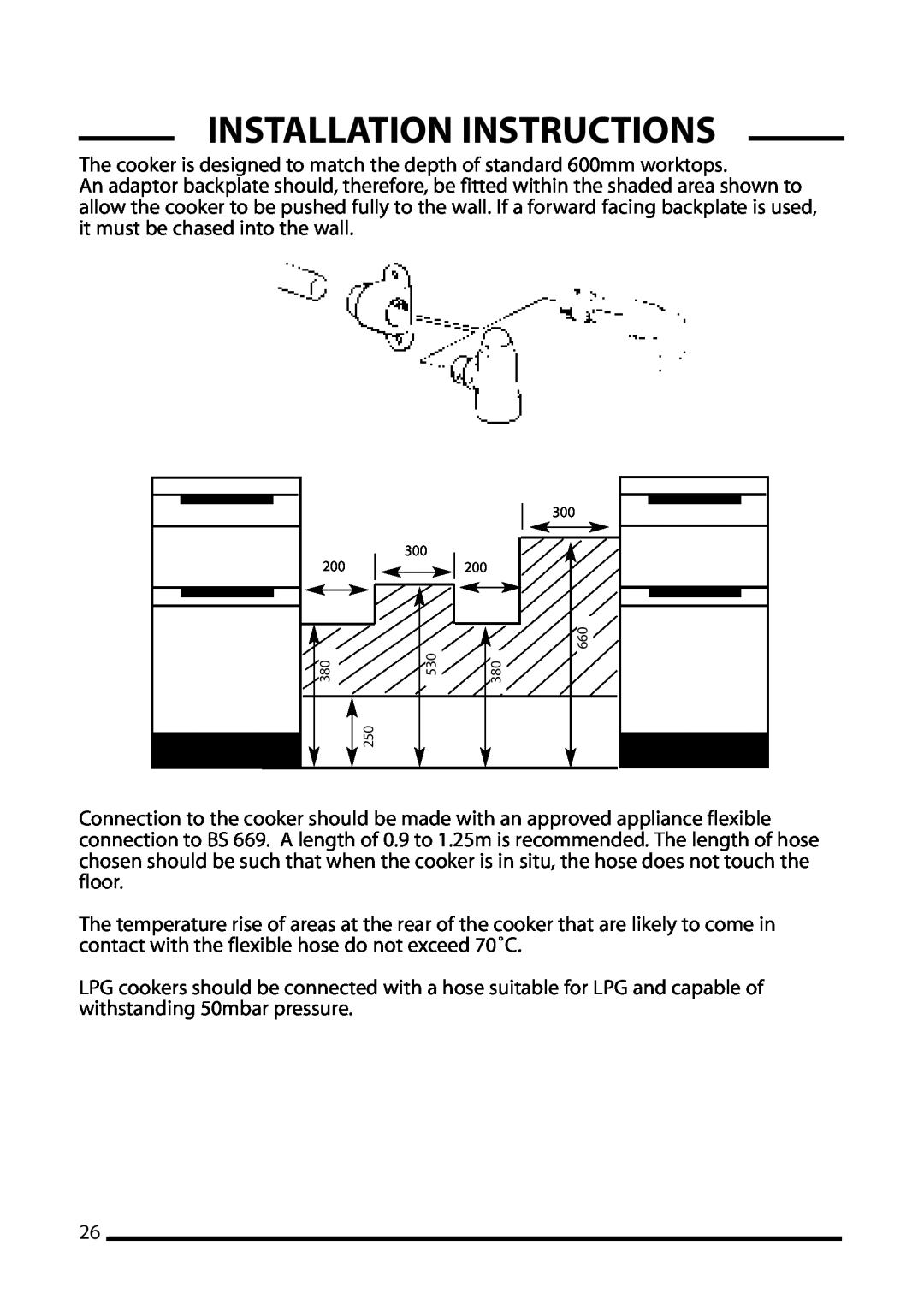 Cannon ICON 1000, 10425G Installation Instructions, The cooker is designed to match the depth of standard 600mm worktops 