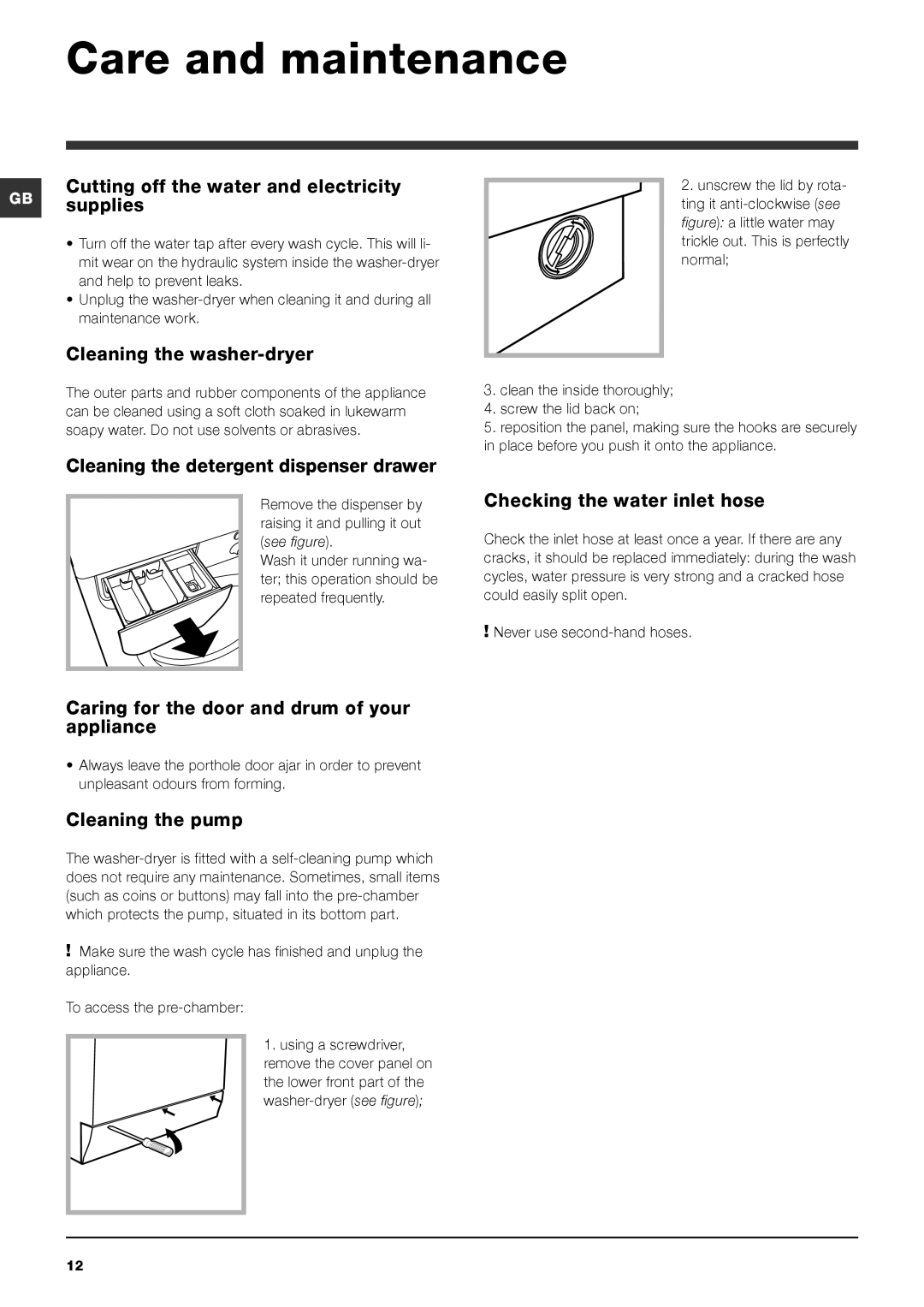 Cannon IWDE manual Care and maintenance 