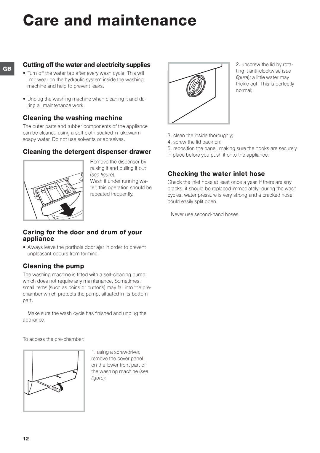 Cannon IWSC manual Care and maintenance 