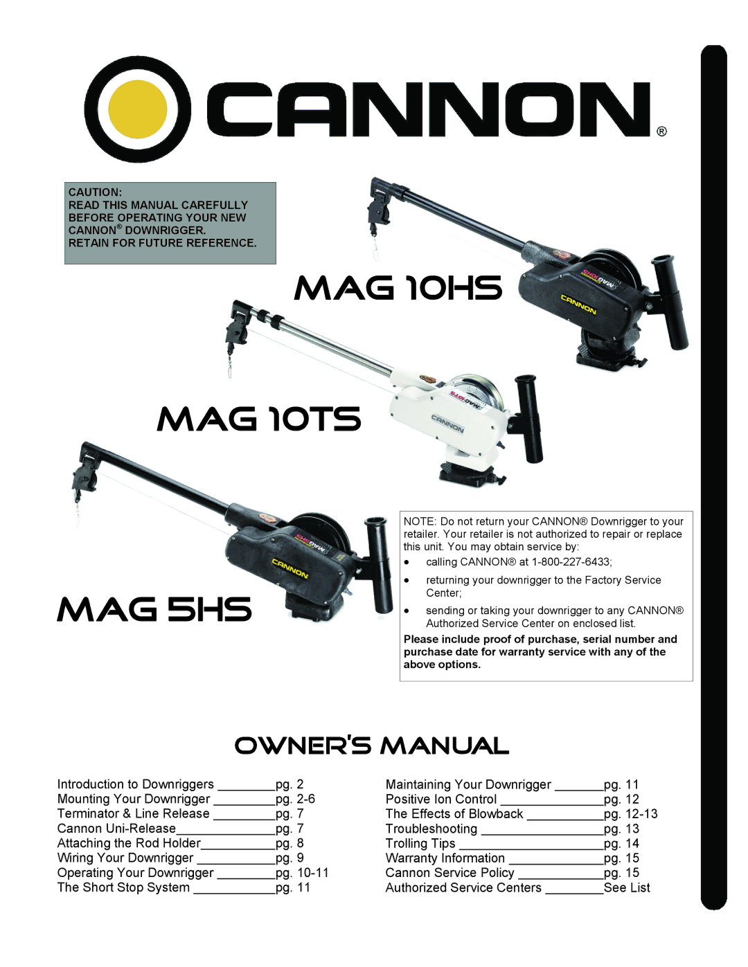 Cannon Mag 5 Hs, Mag 10ts owner manual MAG 10HS MAG 10TS MAG 5HS 