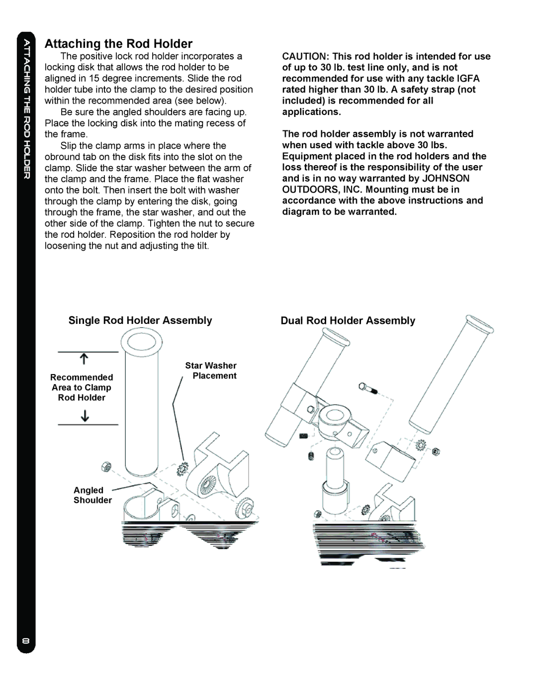 Cannon Mag 10ts, MAG 10HS, Mag 5 Hs owner manual Attaching the Rod Holder 