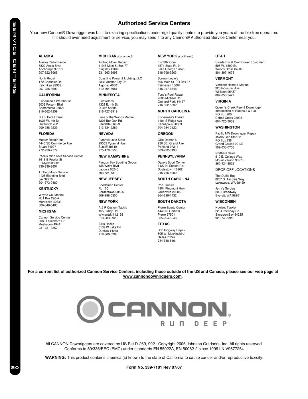 Cannon Mag 20 Dt/Hs, Mag 20 Dt/Ts owner manual Authorized Service Centers 