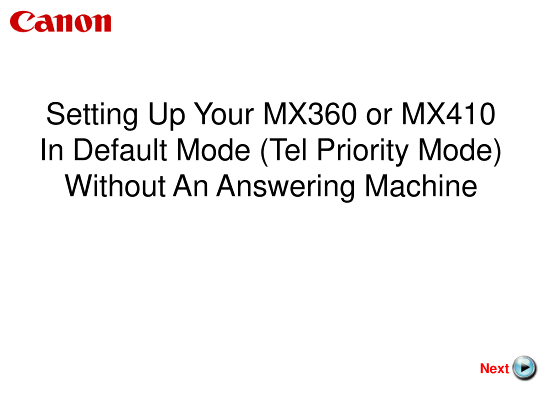 Cannon MX360 manual Next 