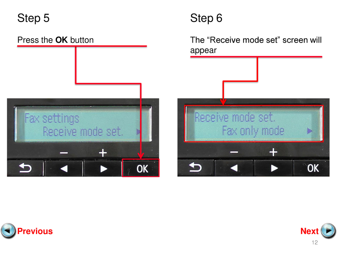 Cannon MX360 manual Press the OK button Receive mode set screen will Appear 