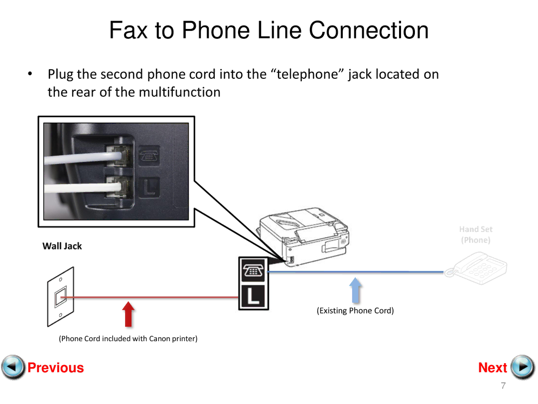 Cannon MX360 manual Fax to Phone Line Connection 