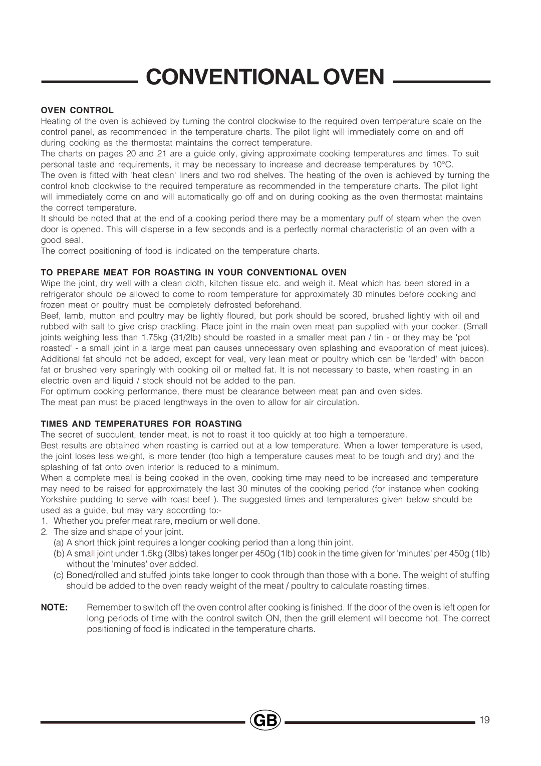 Cannon PROESSIONAL1000 installation instructions Oven Control, To Prepare Meat for Roasting in Your Conventional Oven 