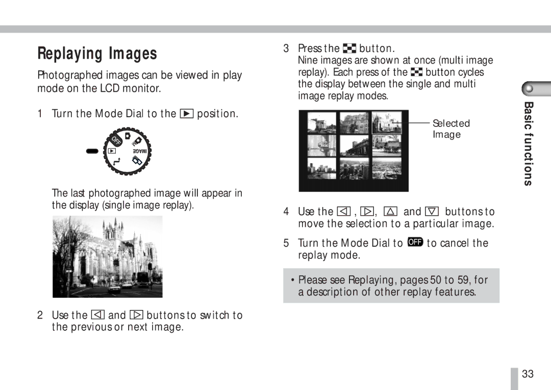 Cannon PS1025 manual Replaying Images 