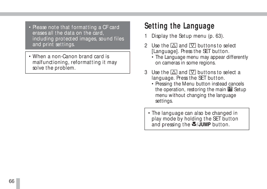 Cannon PS1025 manual Setting the Language 