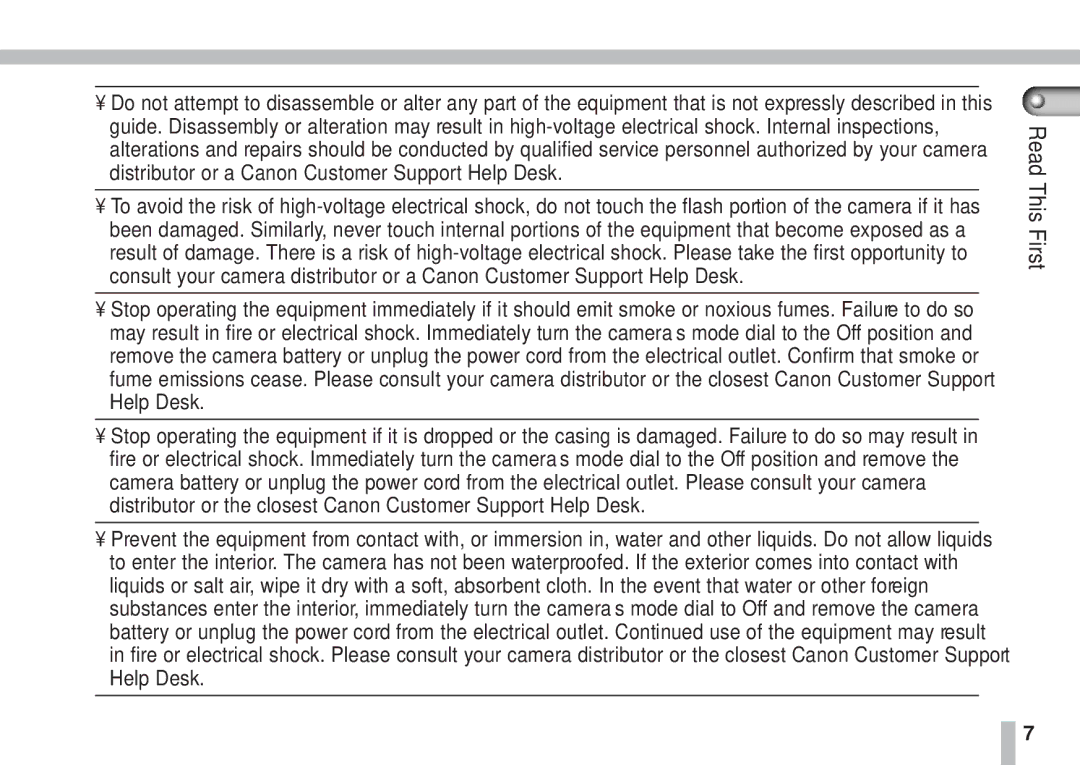 Cannon PS1025 manual Read This First 