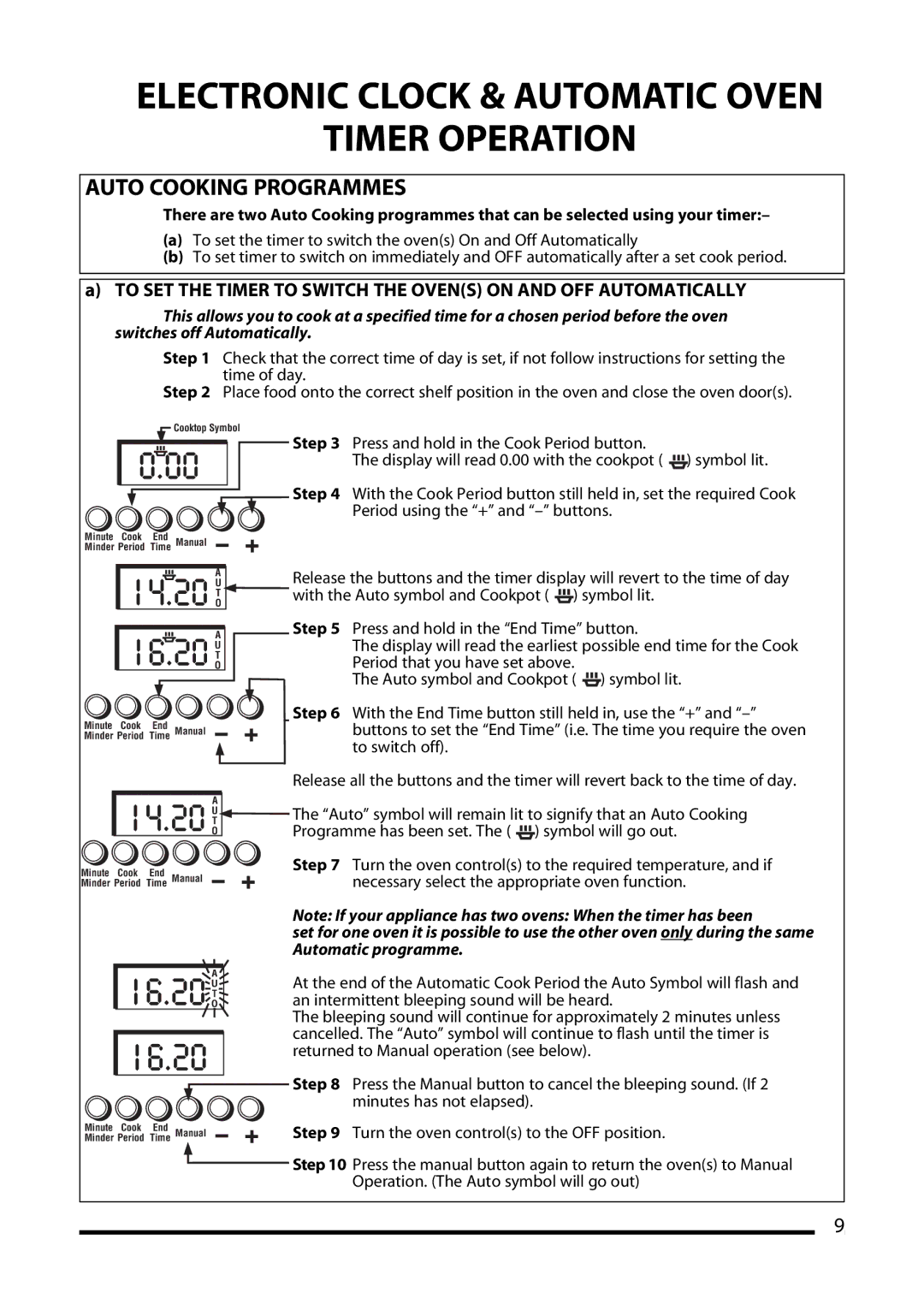 Cannon 10390G Mk2, WINCHESTER Mk2, 10395G Mk2, 4466200011-02 installation instructions Electronic Clock & Automatic Oven 