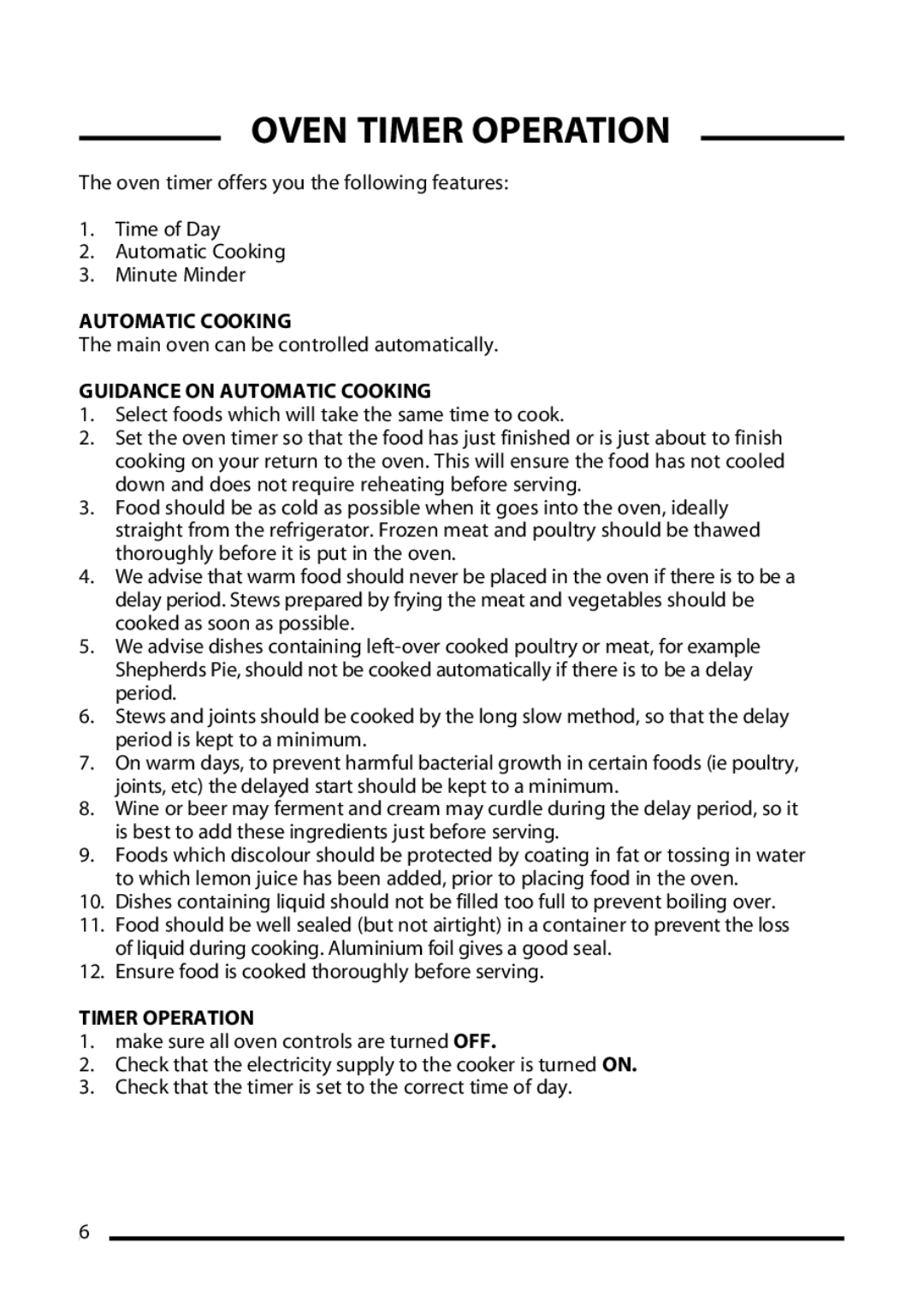 Cannon WINCHESTER Mk2, 10395G Mk2, 4466200011-02, 10390G Mk2 Oven Timer Operation, Guidance on Automatic Cooking 