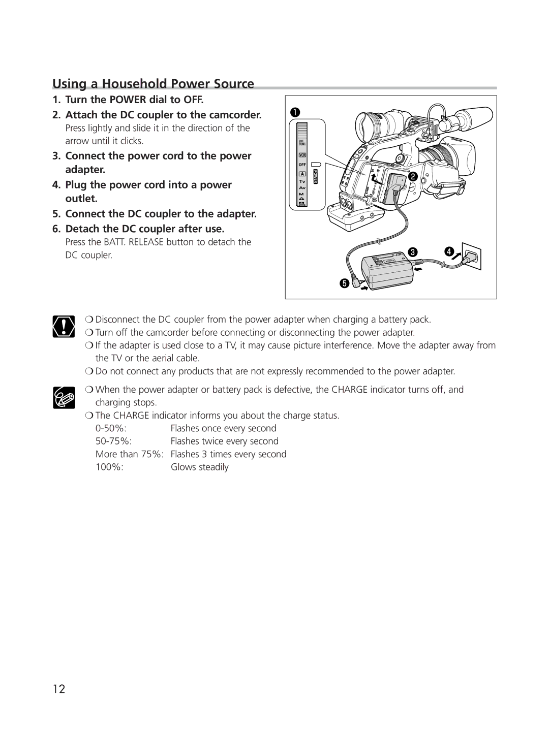 Cannon XL2 instruction manual Using a Household Power Source 