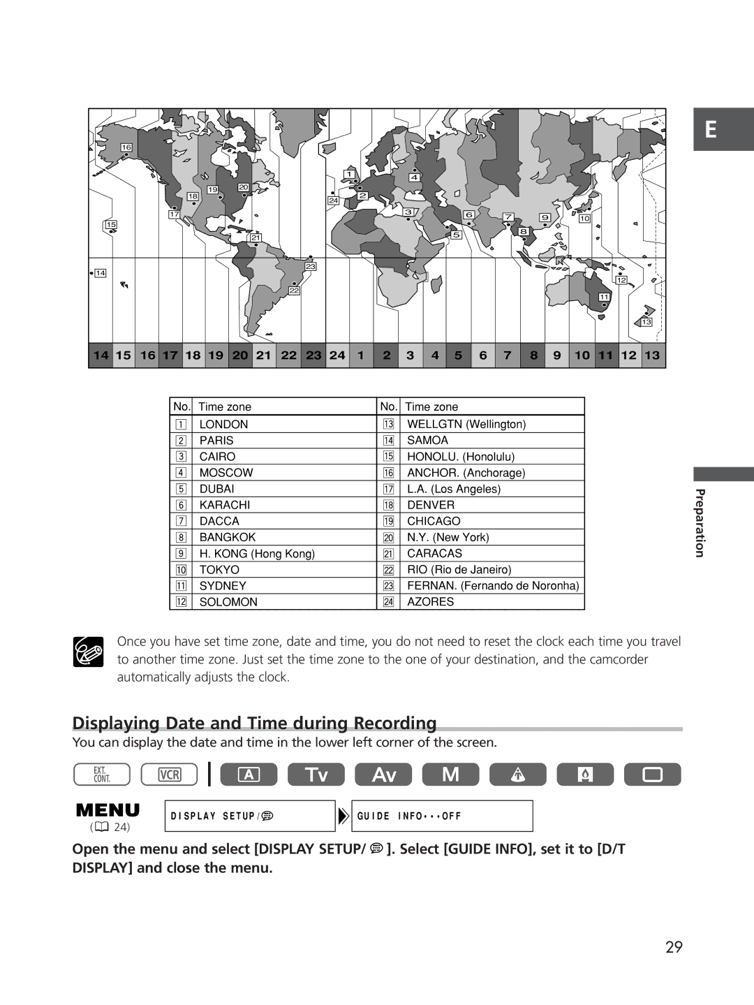 Cannon XL2 instruction manual Displaying Date and Time during Recording, 16 17 18 11 12 