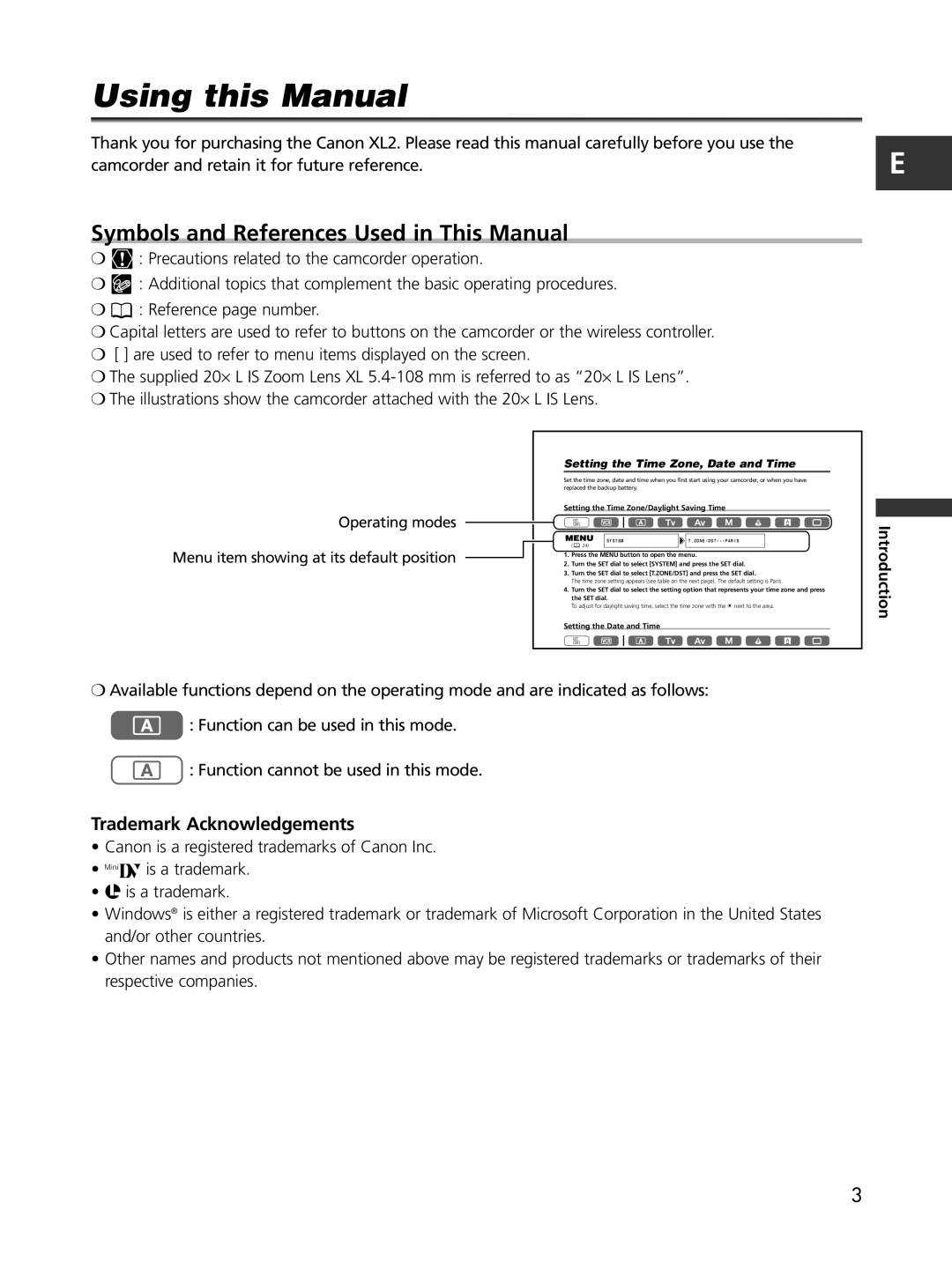 Cannon XL2 instruction manual Using this Manual, Symbols and References Used in This Manual, Trademark Acknowledgements 