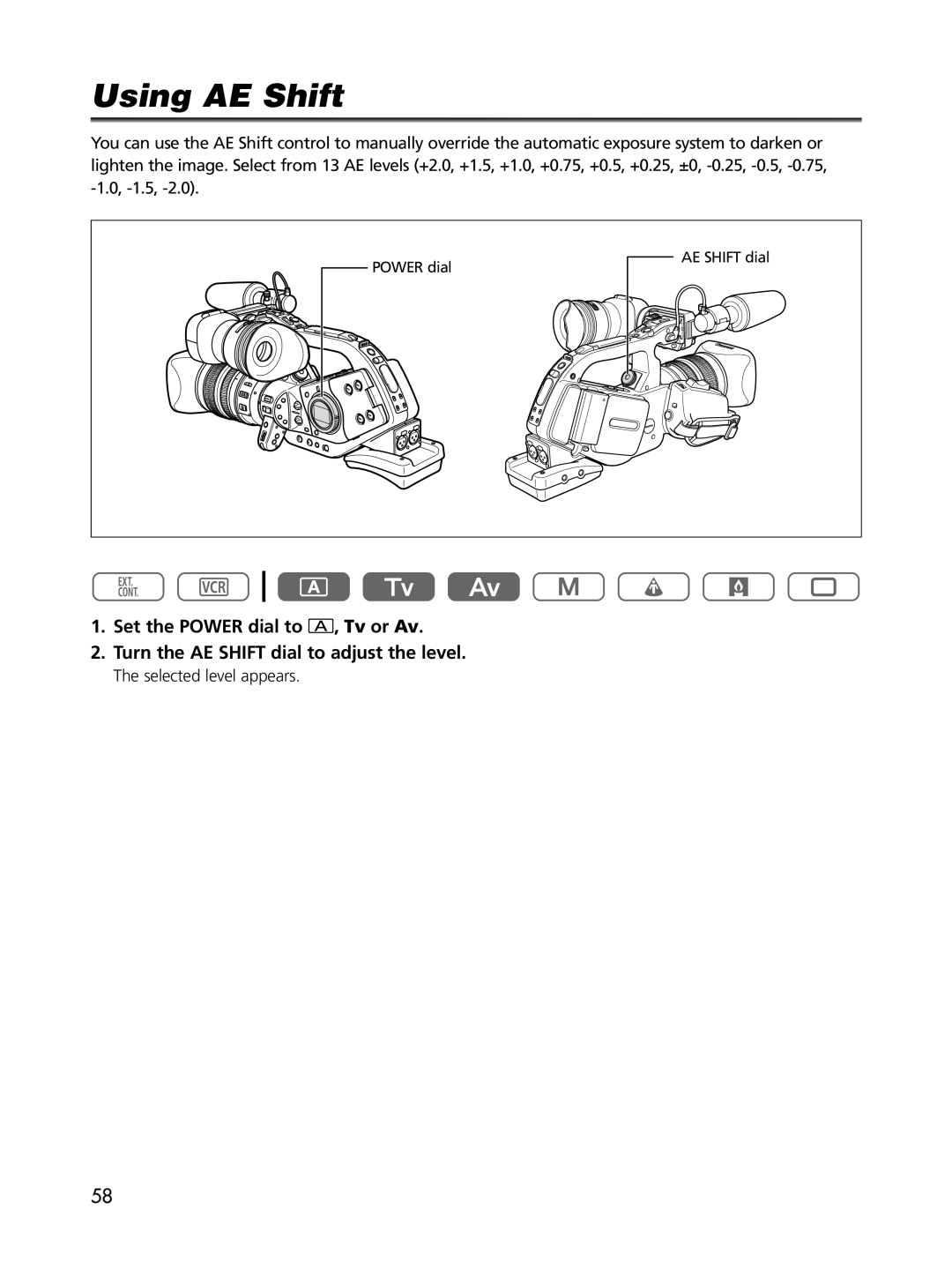 Cannon XL2 instruction manual Using AE Shift 