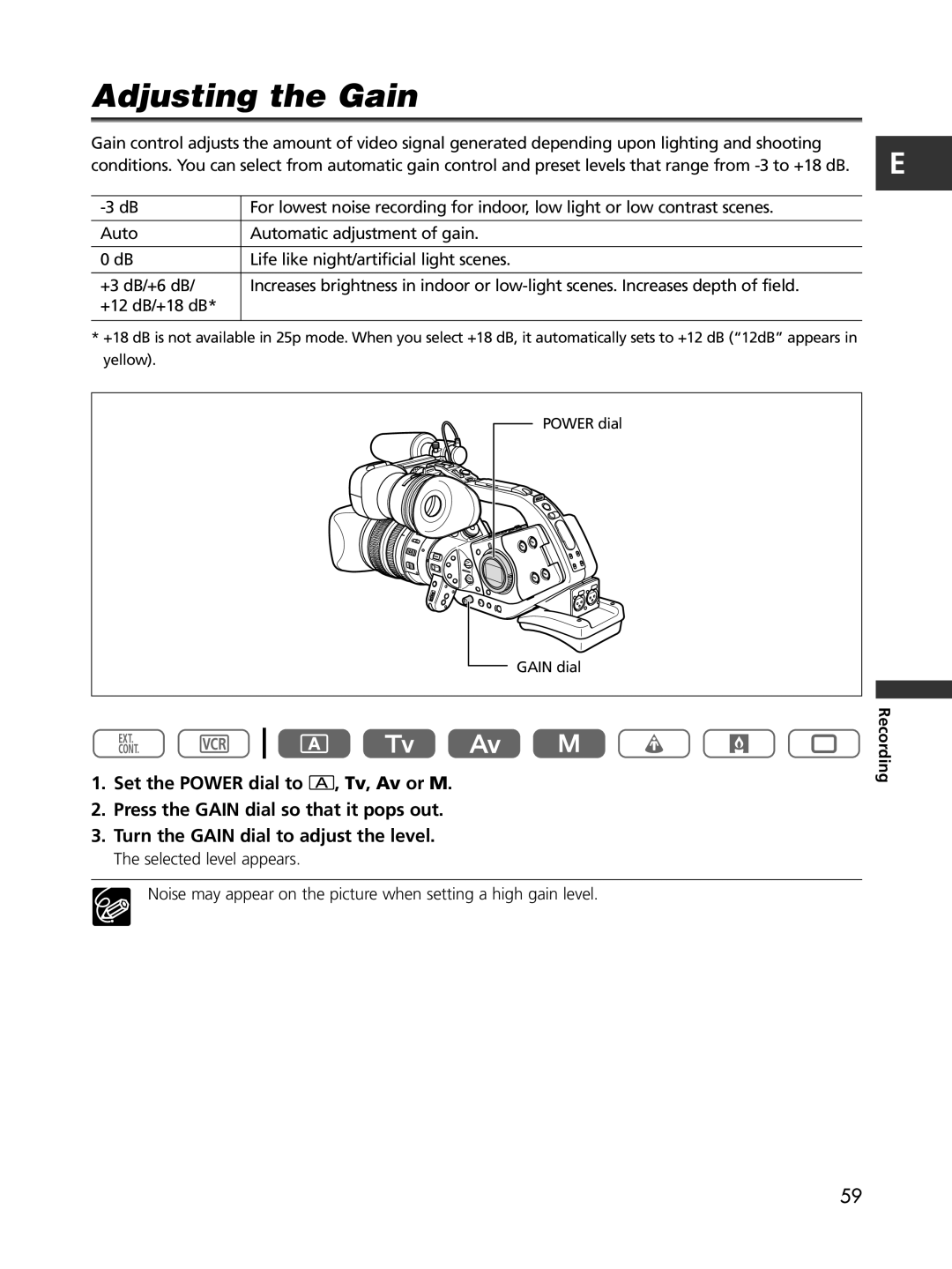 Cannon XL2 instruction manual Adjusting the Gain 