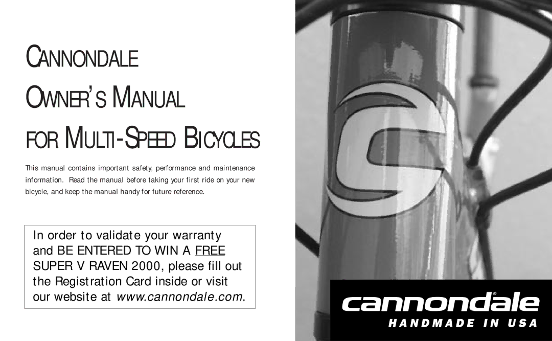 Cannondale manual Cannondale For MULTI-SPEED Bicycles 