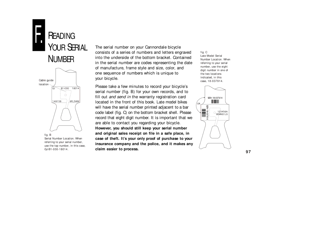 Cannondale Bicycles manual Reading 