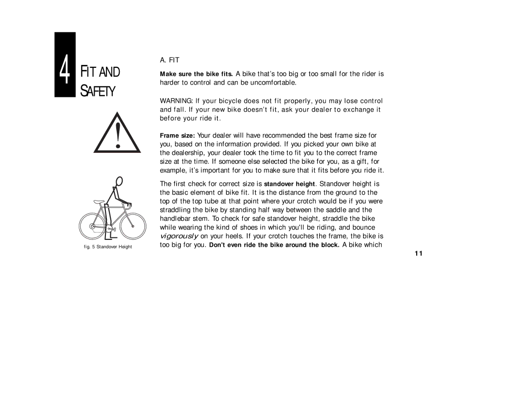 Cannondale Bicycles manual FIT and Safety, Fit 