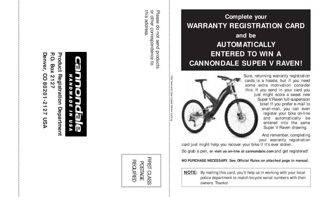 Cannondale Bicycles manual Complete your 