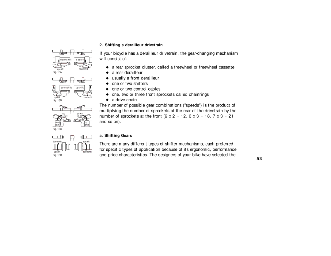 Cannondale Bicycles manual Shifting a derailleur drivetrain, Shifting Gears 