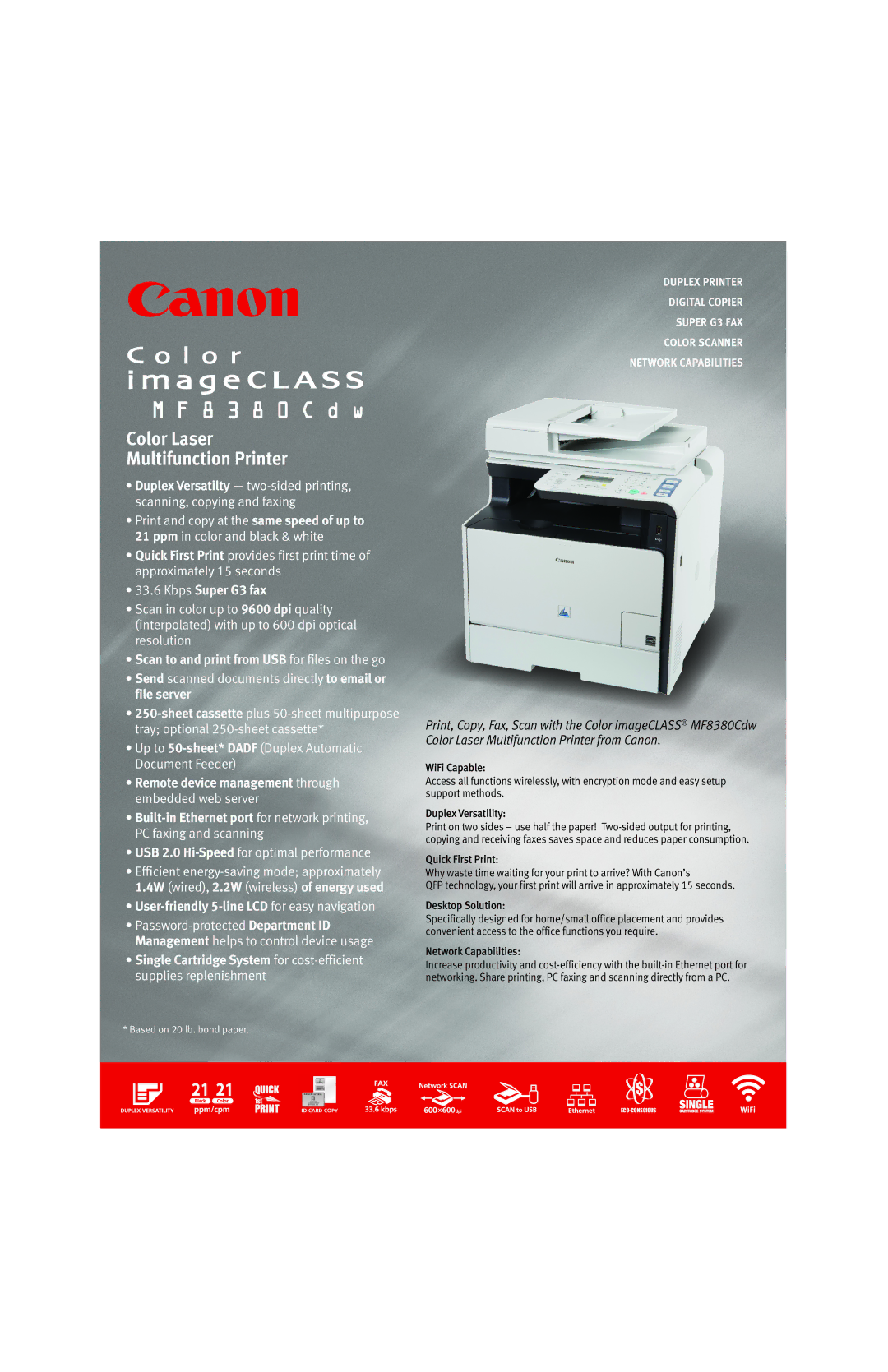 Canon 0157W050 specifications 21 21 Quick 