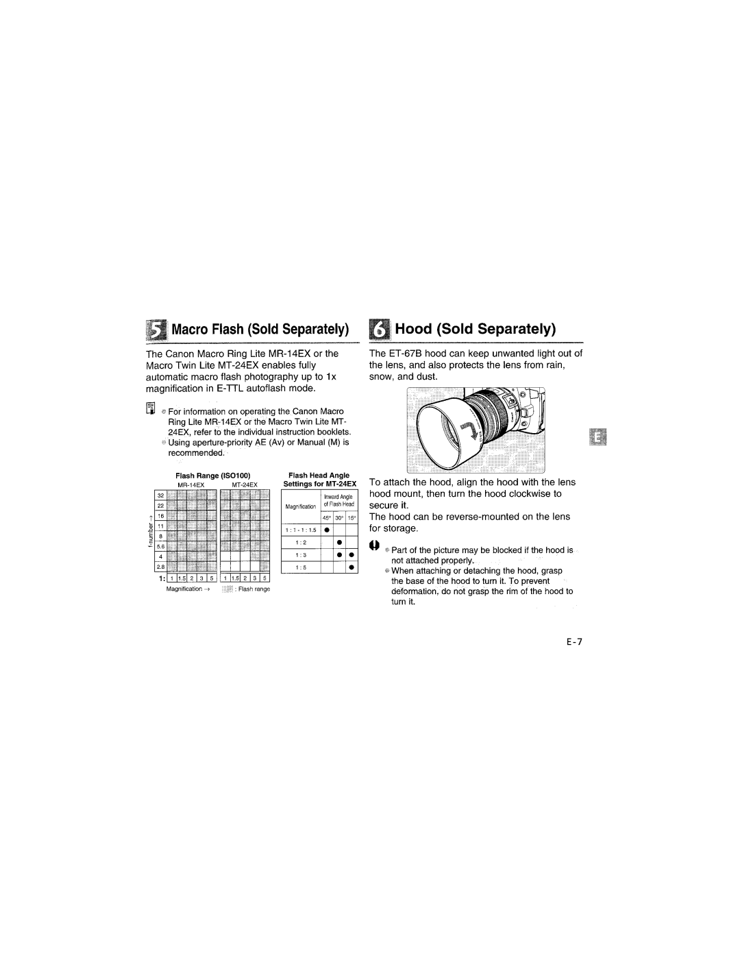 Canon 0284B002 manual Macro Flash Sold Separately, Hood Sold Separately 