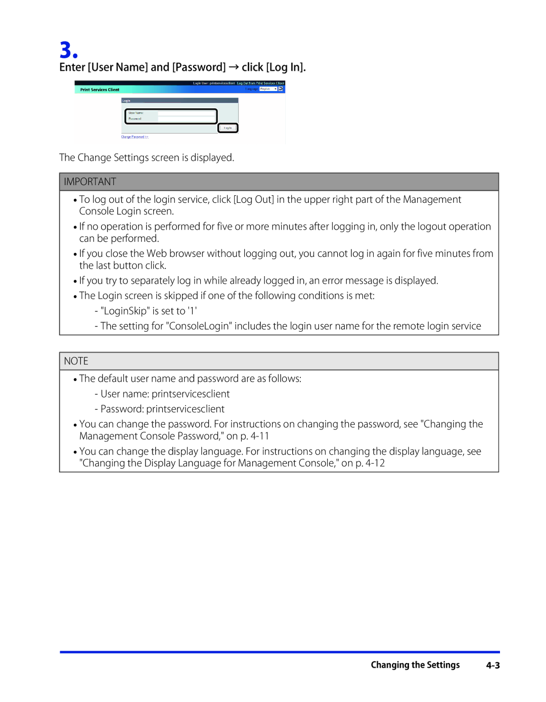 Canon 1 manual Enter User Name and Password → click Log 