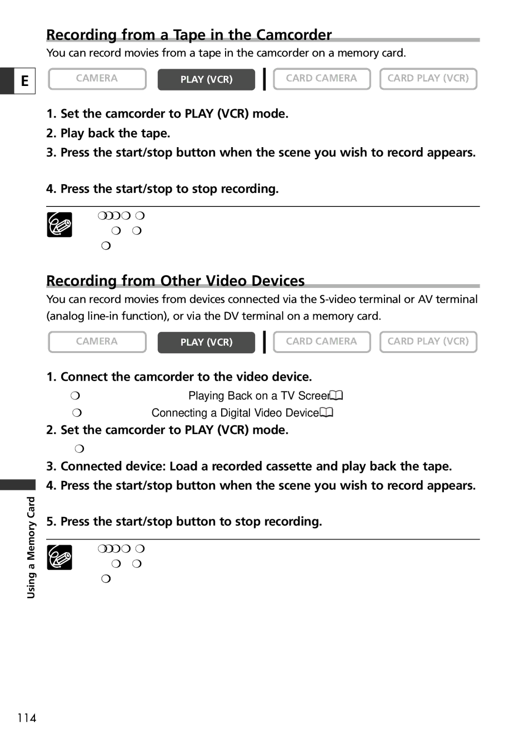 Canon 10, 20 instruction manual Press the start/stop to stop recording, Connect the camcorder to the video device 