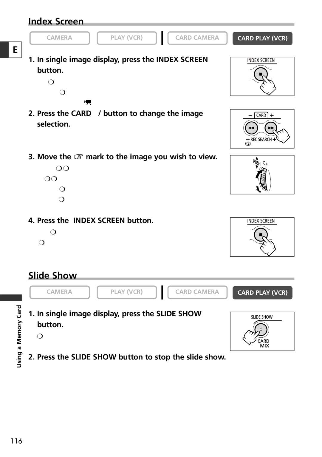 Canon 10, 20 instruction manual Index Screen, Slide Show 