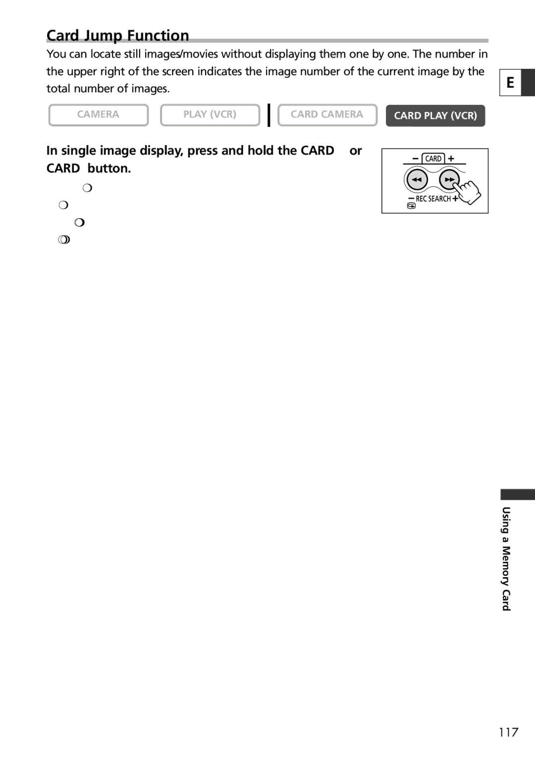 Canon 20, 10 instruction manual Card Jump Function 