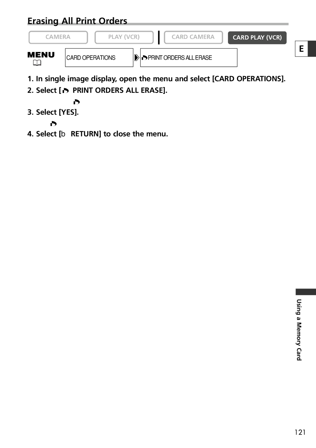 Canon 20, 10 instruction manual Erasing All Print Orders 