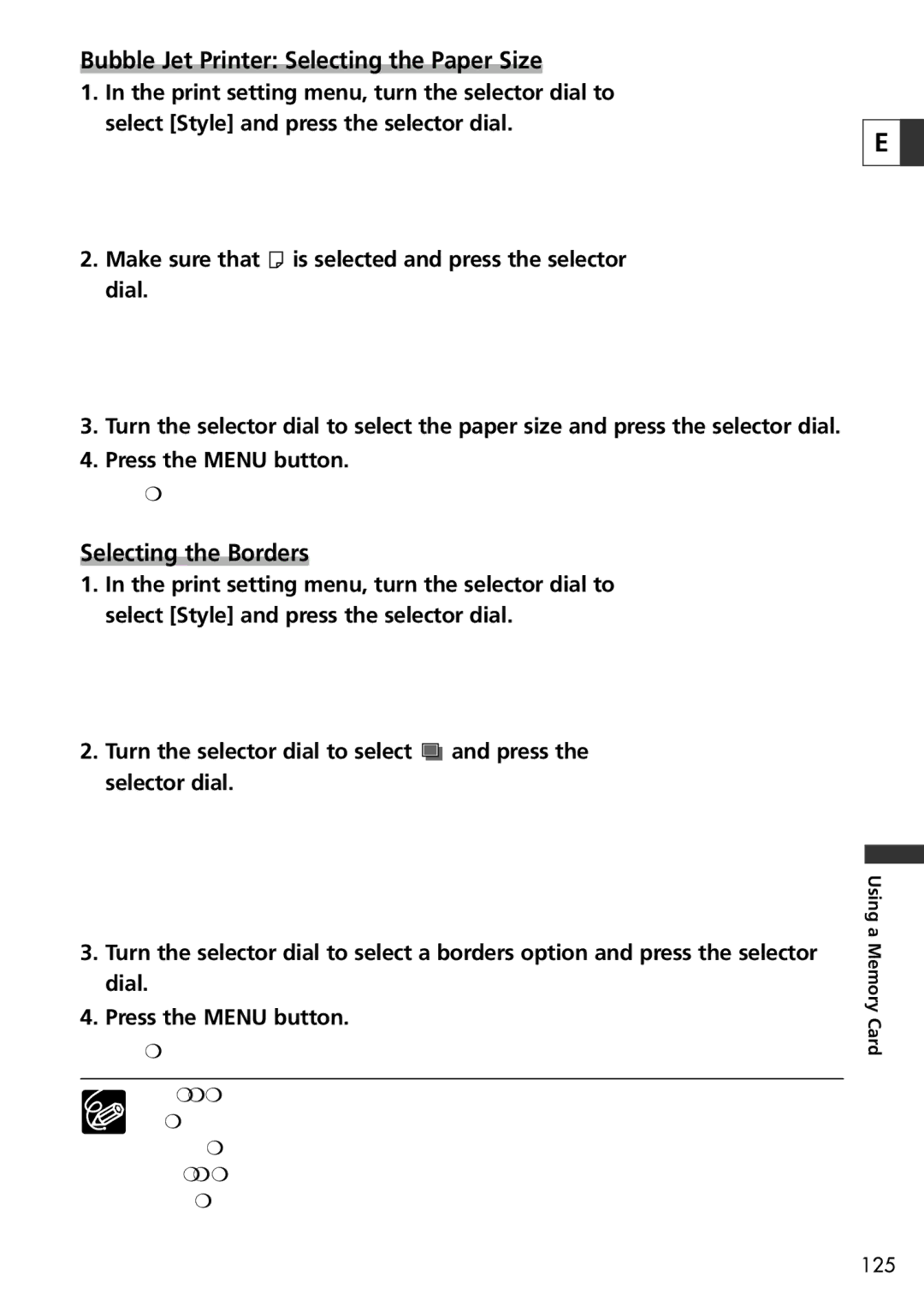 Canon 20, 10 instruction manual Bubble Jet Printer Selecting the Paper Size 