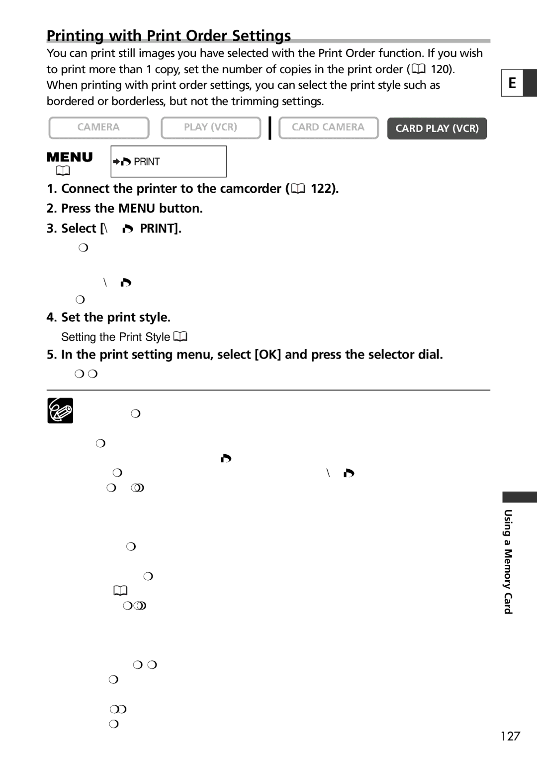 Canon 20, 10 instruction manual Printing with Print Order Settings, Set the print style 