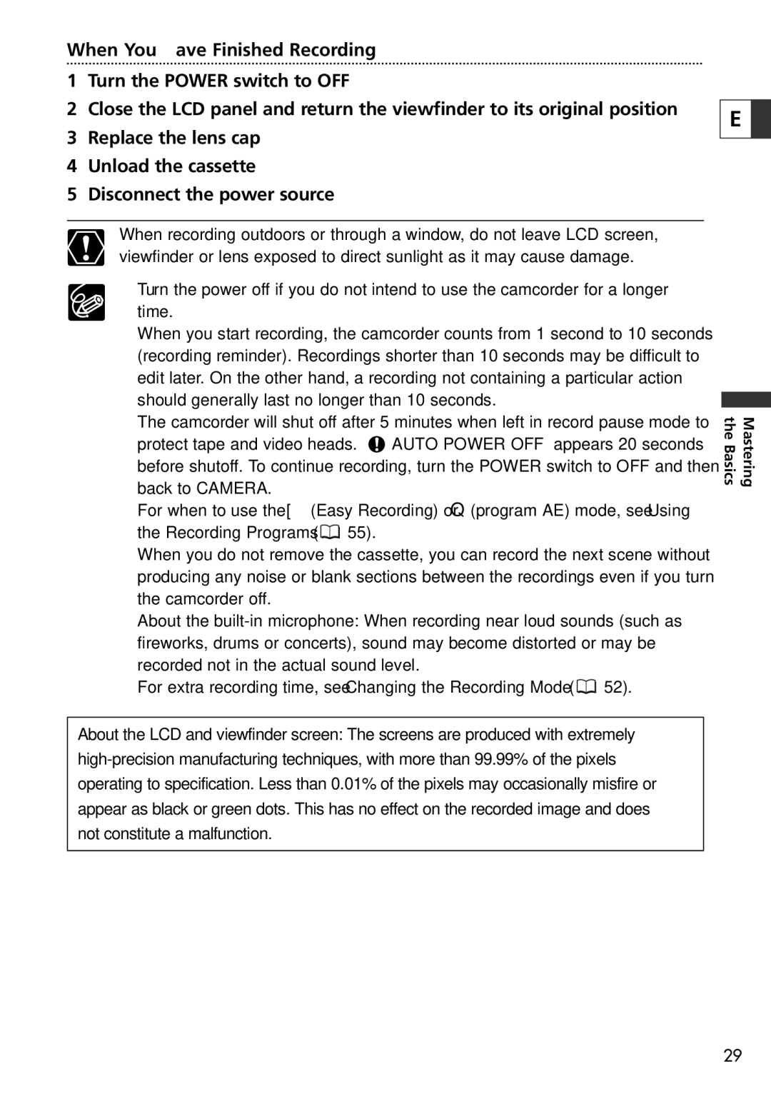 Canon 20, 10 instruction manual Mastering the Basics 