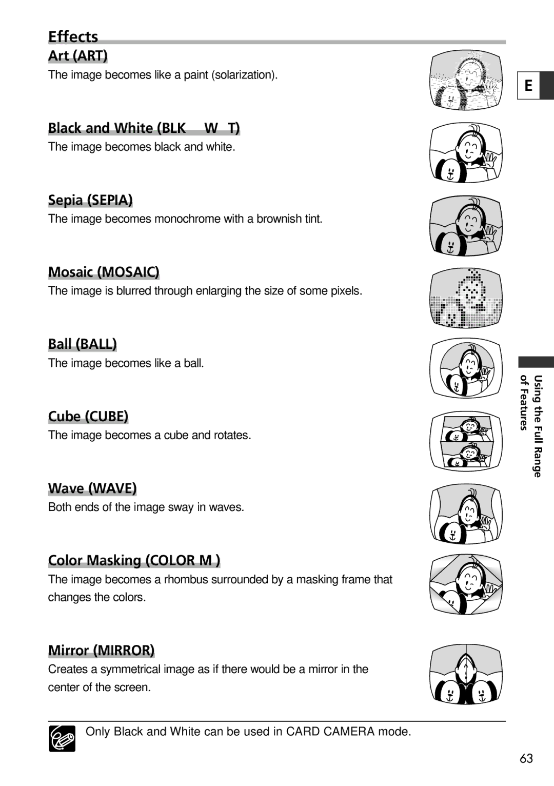 Canon 20, 10 instruction manual Effects, Mirror Mirror 