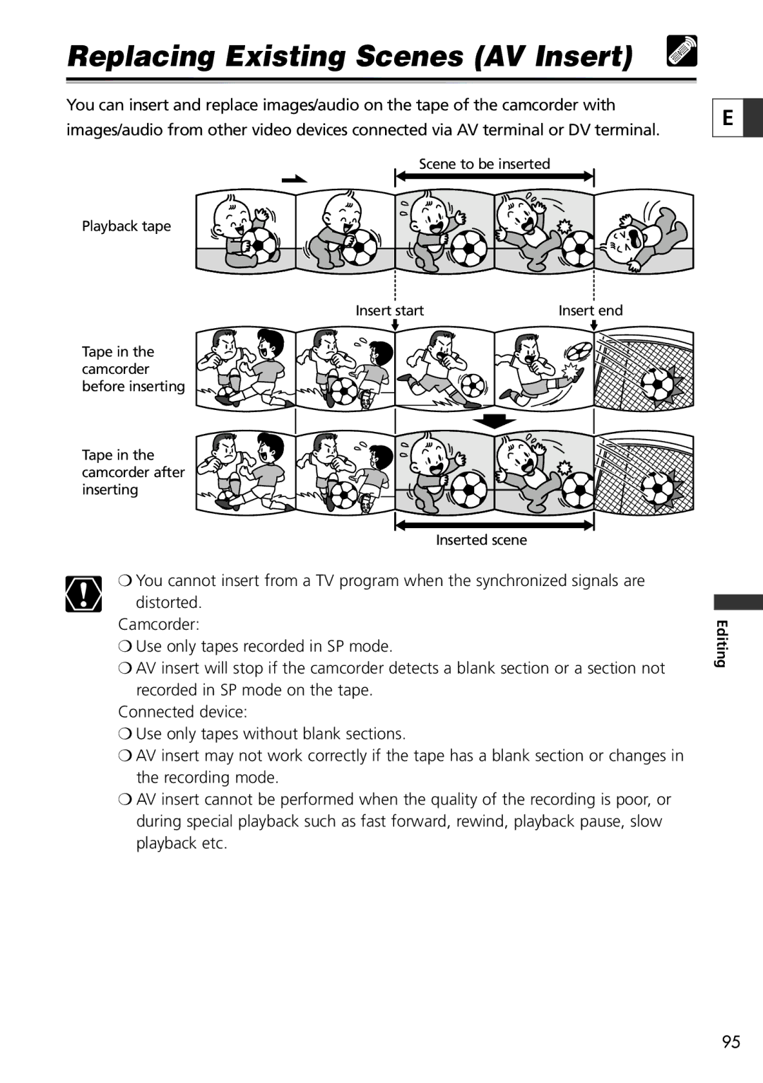 Canon 20, 10 instruction manual Replacing Existing Scenes AV Insert 