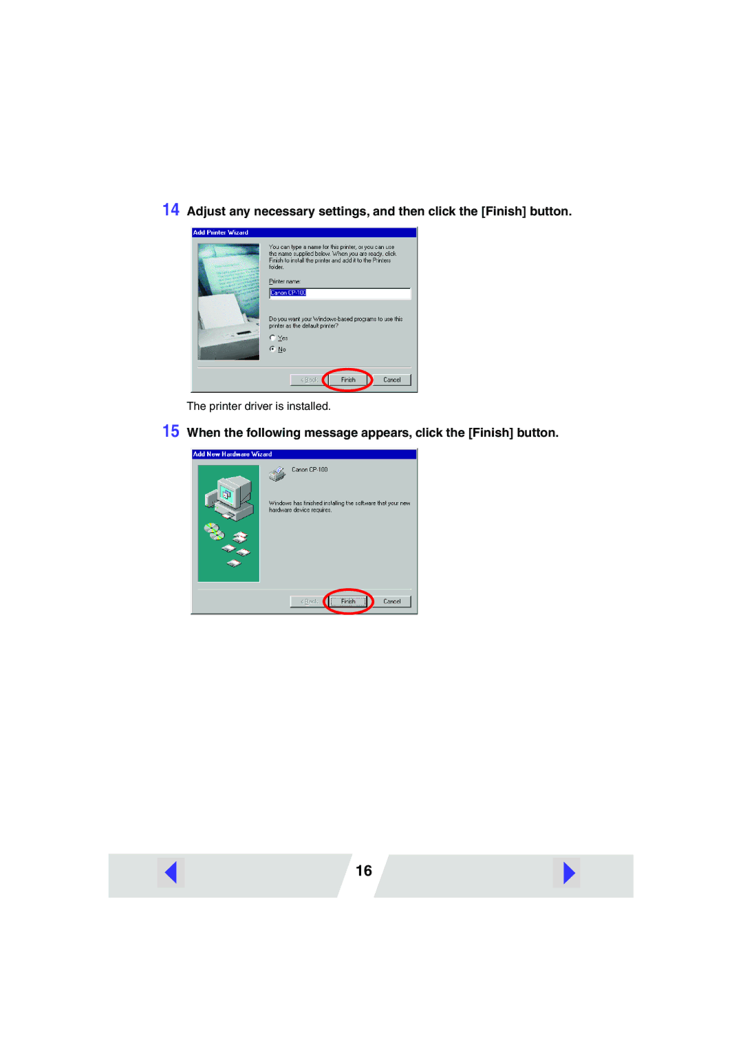 Canon CP100 manual Printer driver is installed 