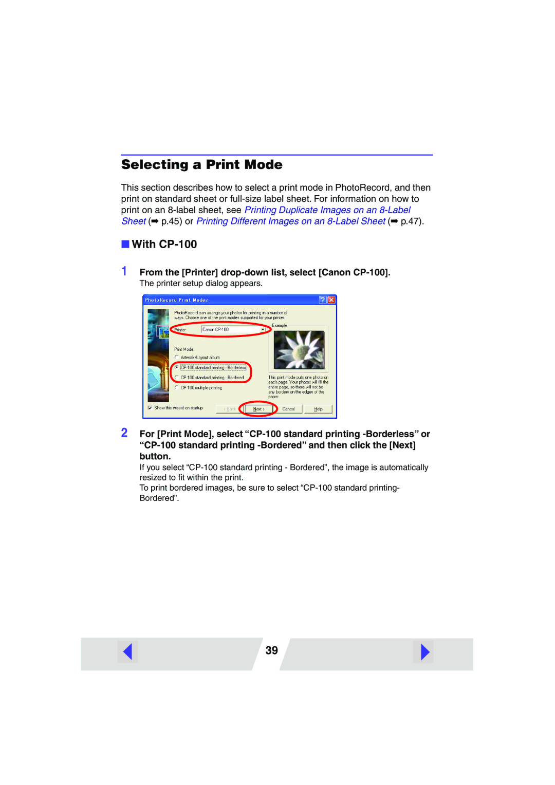 Canon CP100 manual Selecting a Print Mode, With CP-100 