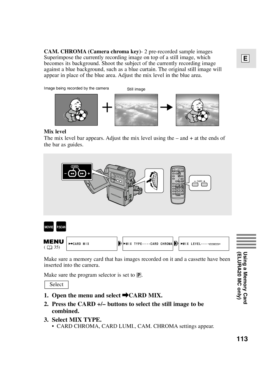 Canon elura20, 10 instruction manual 113, Mix level 