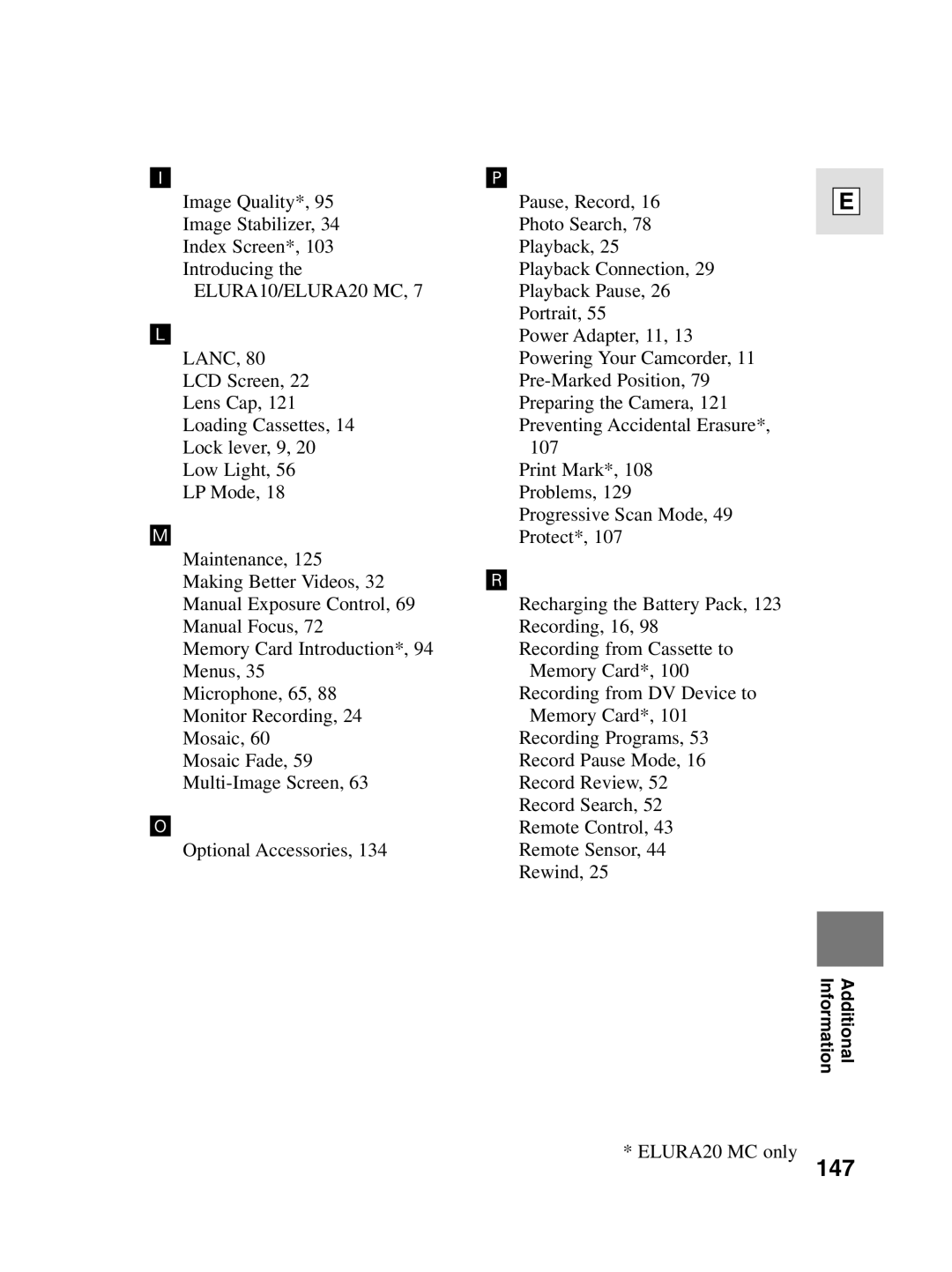 Canon elura20, 10 instruction manual 147 