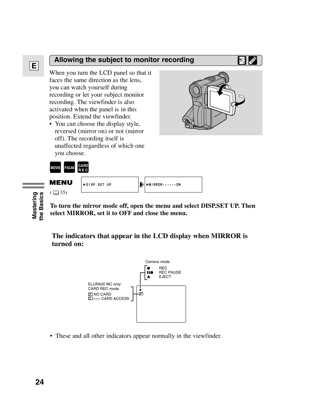 Canon 10, elura20 instruction manual Allowing the subject to monitor recording 