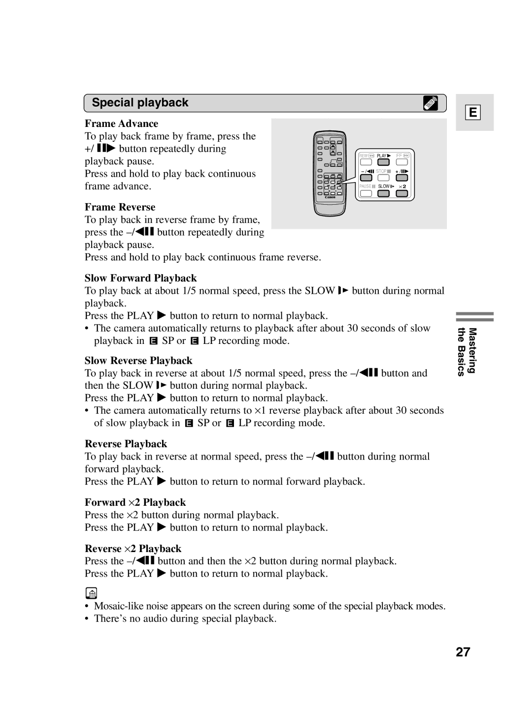 Canon elura20, 10 instruction manual Special playback 