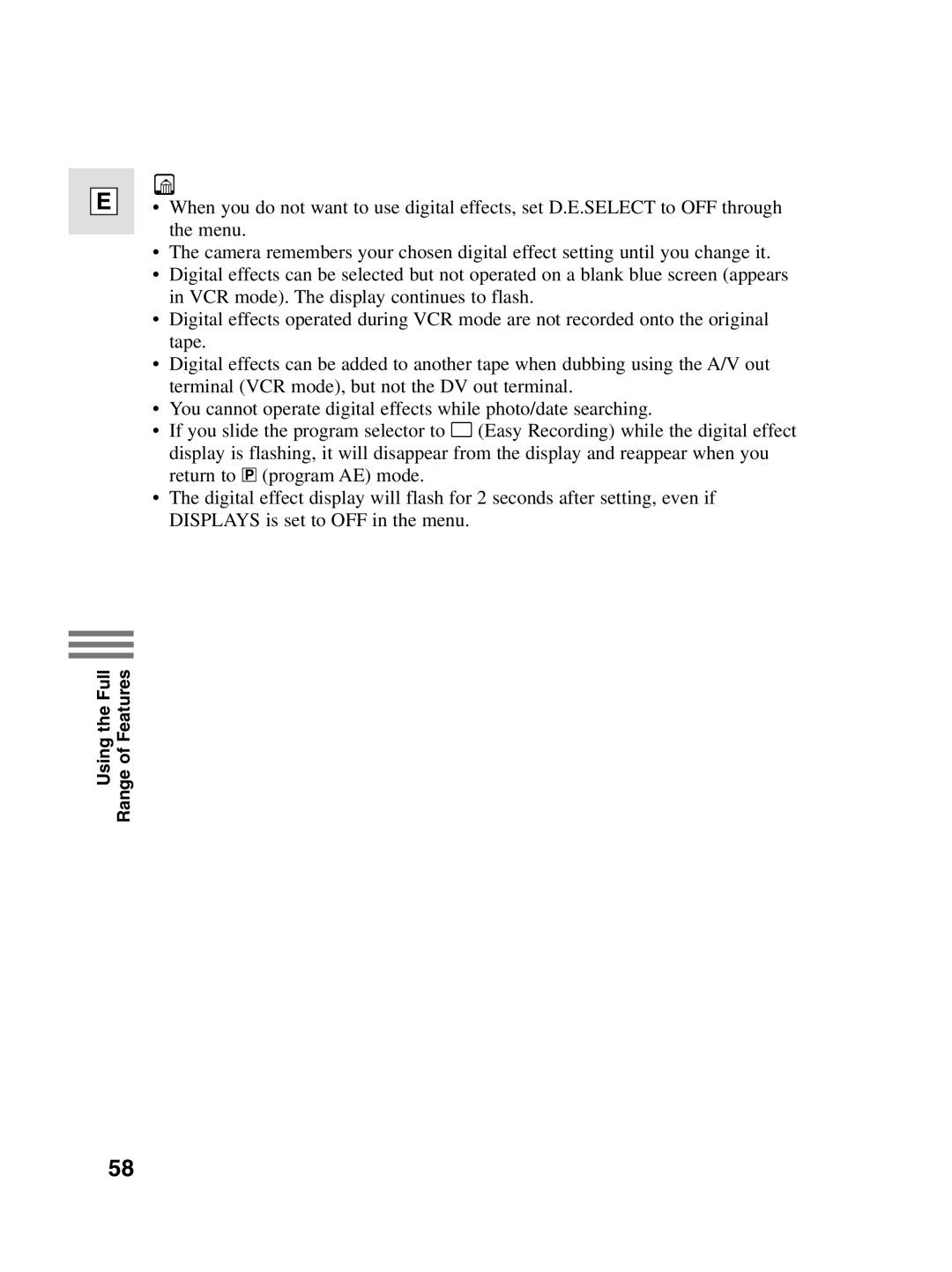 Canon 10, elura20 instruction manual Using the Full Range of Features 