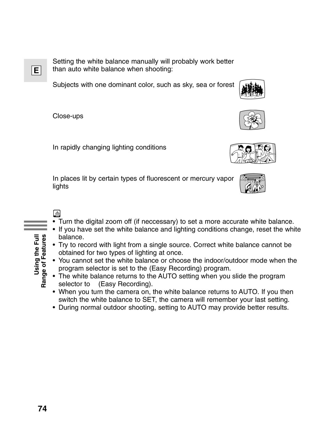 Canon 10, elura20 instruction manual Using the Full Range of Features 