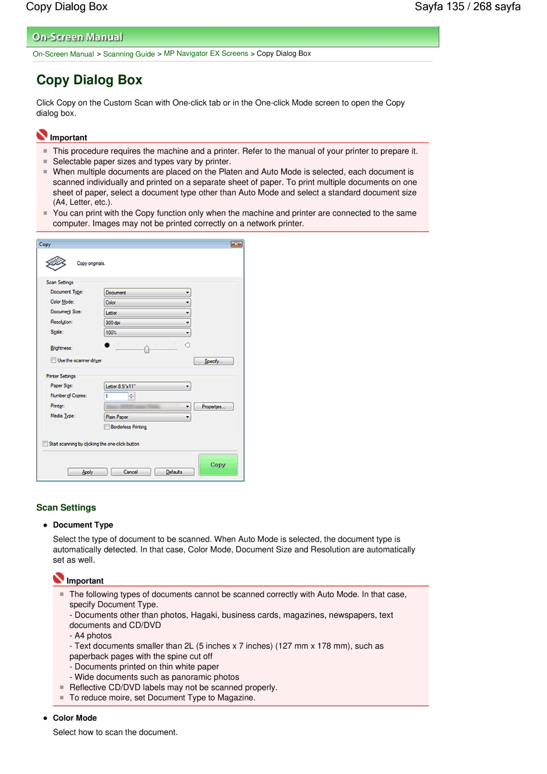 Canon 100 manual Copy Dialog Box Sayfa 135 / 268 sayfa 